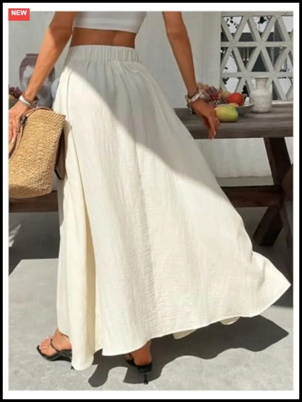High Waisted Tie Front Flowy Maxi Skirt Casual Vacation